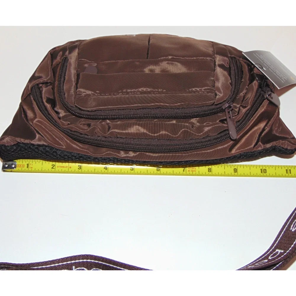 Bebe Sport Brown Nylon Waist Bag Fanny Pack Multiple Zip Pockets NWT